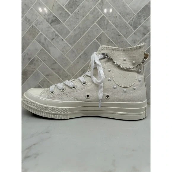 Converse Chuck Taylor All Star Lift High Top Sneakers Womens Size 7 White Chain - Picture 3 of 10
